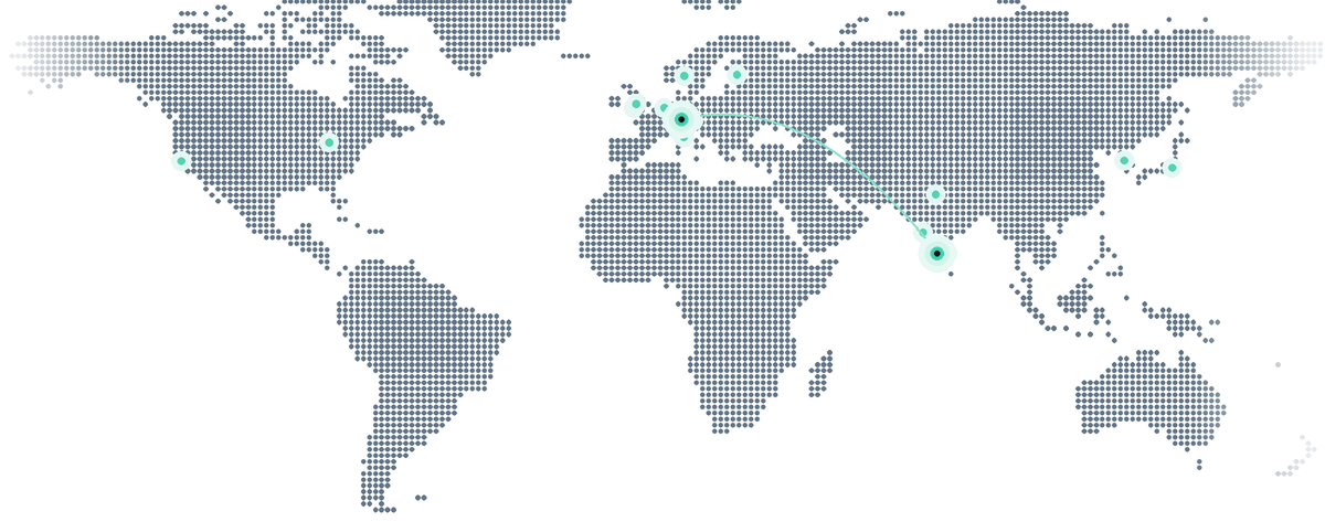 World map showing Crossware's operating locations in Ulm and Bangalore alongside customer and partner locations across Europe, India, Asia-Pacific and North America