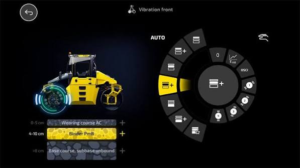 Heavy machinery operator HMI for a BOMAG road roller