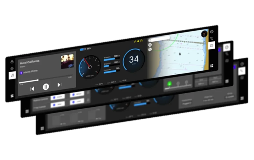 Layered digital cockpit and infotainment interface composition